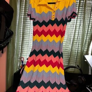 Fashion Nova Multicolor Chevron Midi Dress